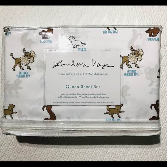 London Kaye Other - Yoga Dog Poses QUEEN Sheets French Boston Terrier